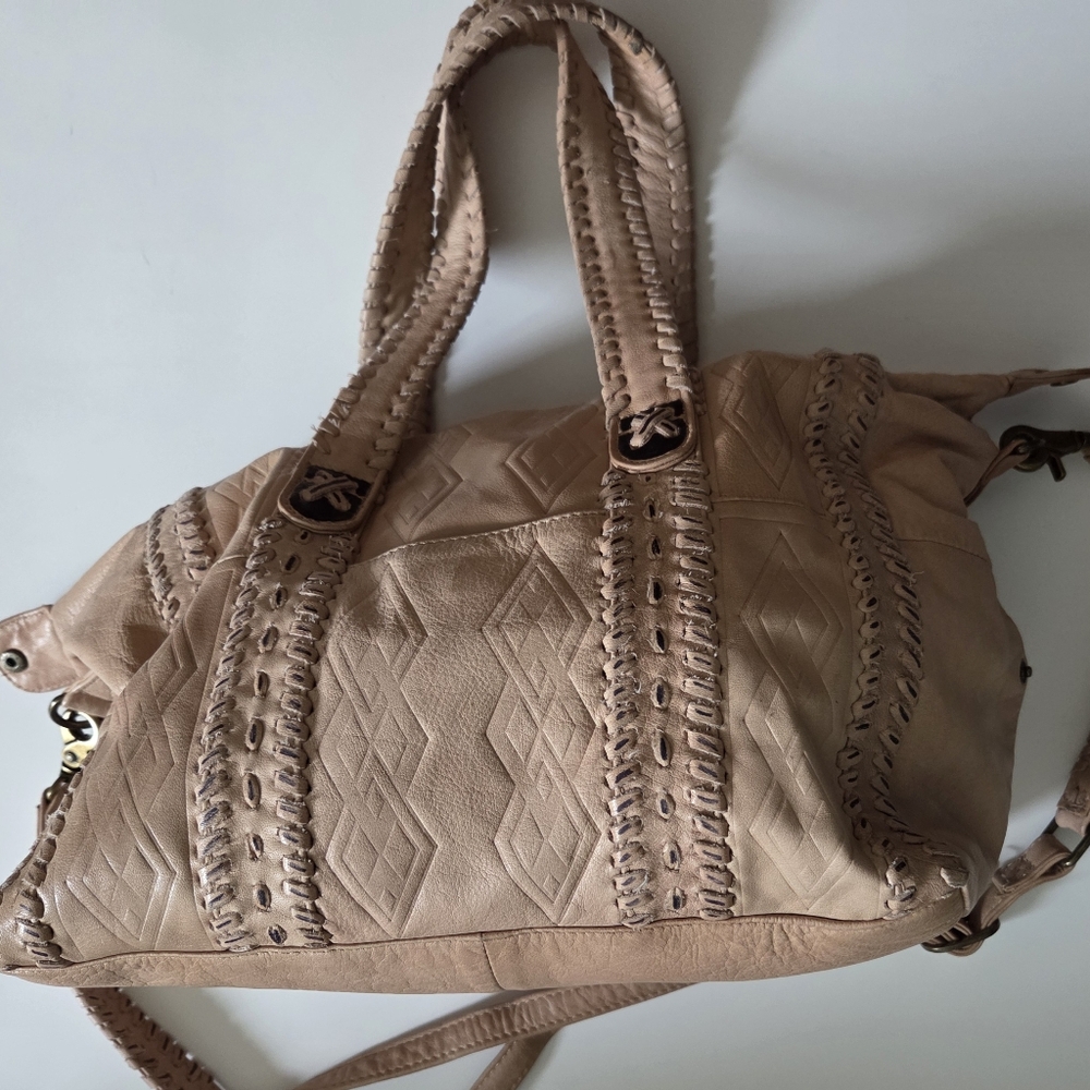 Day & Mood | Leather Boho Satchel with Diamond Embossed Design